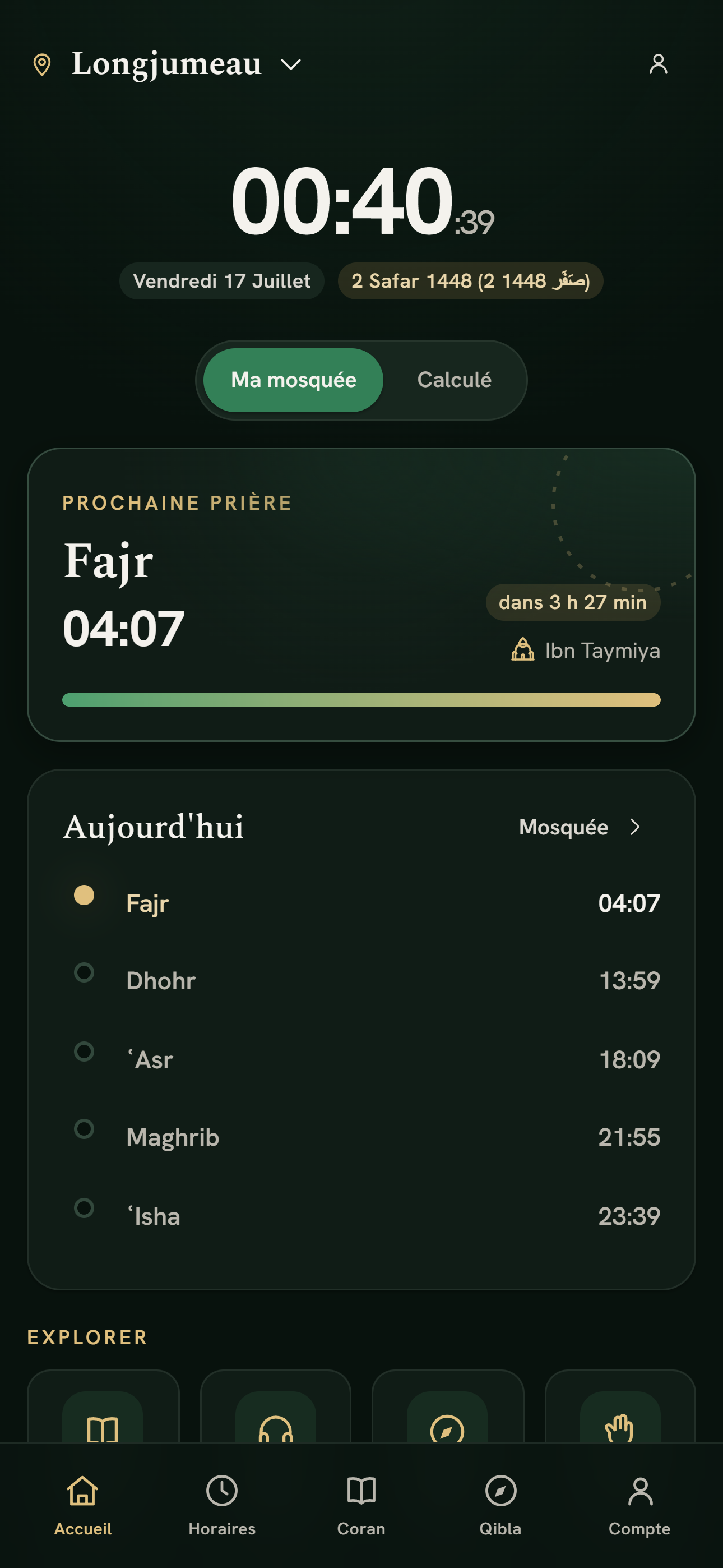 L’App Nûr : horaires et prochaine prière